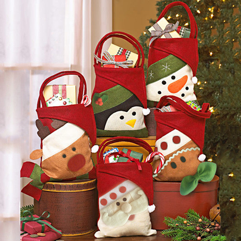 Christmas Cartoon Character Gift Bags - Festive Holiday Handbags Set
