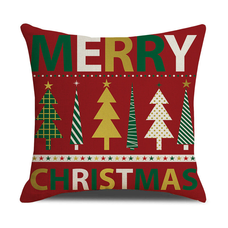 Christmas Day Throw Linen Cushion Pillowcase - Nordic Style 45x45cm