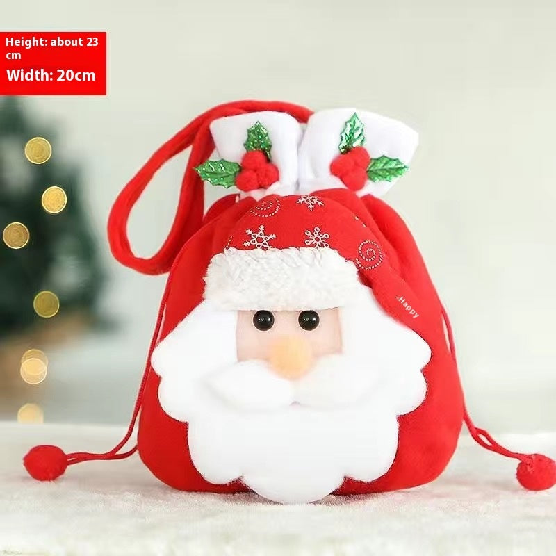 Christmas Drawstring Gift Bags - Festive Holiday Pouches Set
