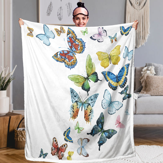 Reversible Sherpa Fleece Throw Blanket - Ultra Soft 50x60 Butterfly Print