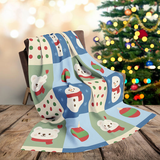 Christmas Arctic Fleece Blanket - Cozy Holiday Throw Blanket Gift