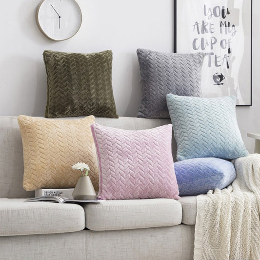 Flannel Solid Color Throw Pillow Cover - Nordic Simple Style 45x45cm