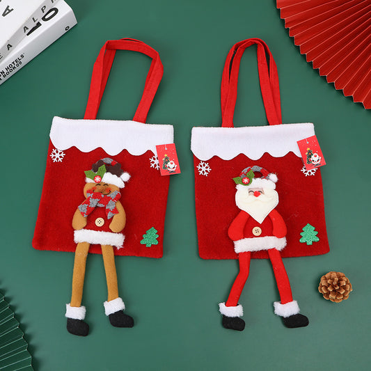 Santa Christmas Handbag with Dangling Legs - Festive Holiday Tote Bag