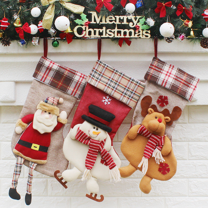 Christmas Stocking Gift Bags - Festive Holiday Decoration Set