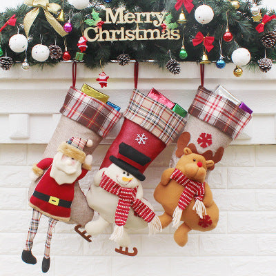 Christmas Stocking Gift Bags - Festive Holiday Decoration Set
