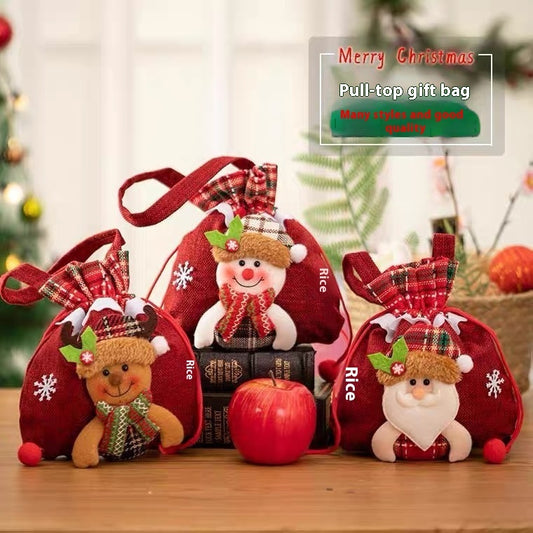 Christmas Drawstring Gift Bags - Festive Holiday Pouches Set