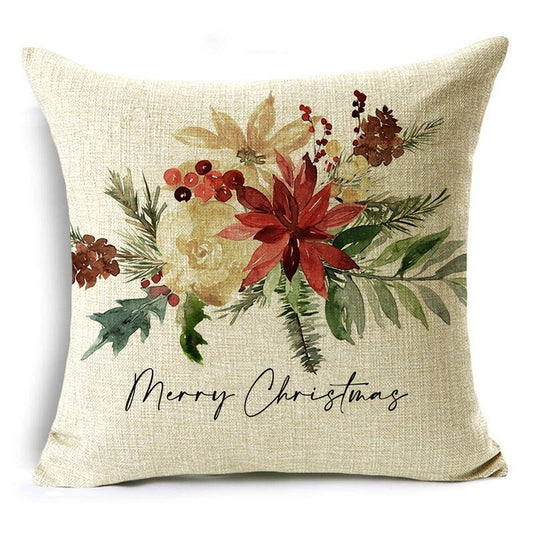 Christmas Throw Pillow Cover - Encrypted Flax Imitation 45cm