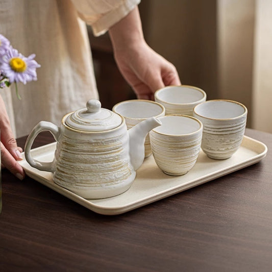 Nordic Style Retro Tea Set - Old Time 1 Pot 4 Cups with Serving Tray