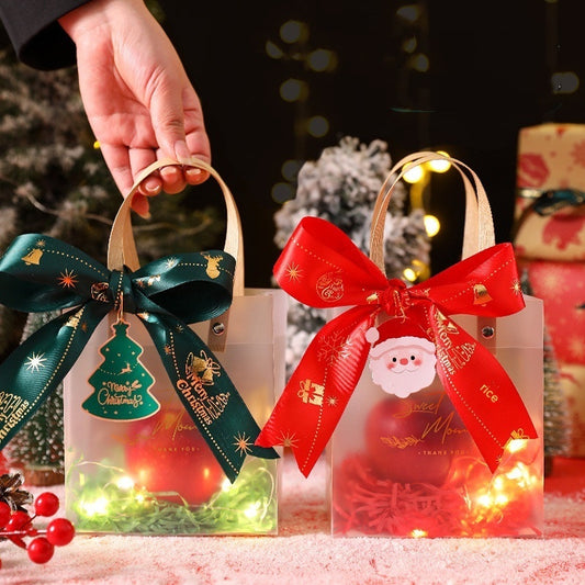 Christmas Gift Packaging Bag - Frosted PVC Hand Bag with Accessories